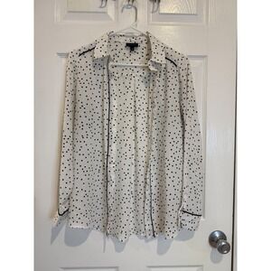 Who What Wear Polka Dot Blouse Long Sleeve Button Down Top‎ Small